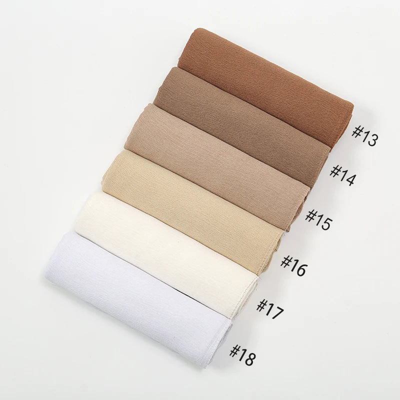 New Arrival Crinkle Rayon Hijab Women Muslim Scarf Shawls Solid Headscarf Wraps Big Size Plain Islamic Turban Headbands Foulard.