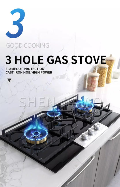 JYZ/T-733-PCB Gas Stove Three Eyes Stove Household Desk Embedded Dual-use Double Stove Natural Gas Liquefied Gas Stove.