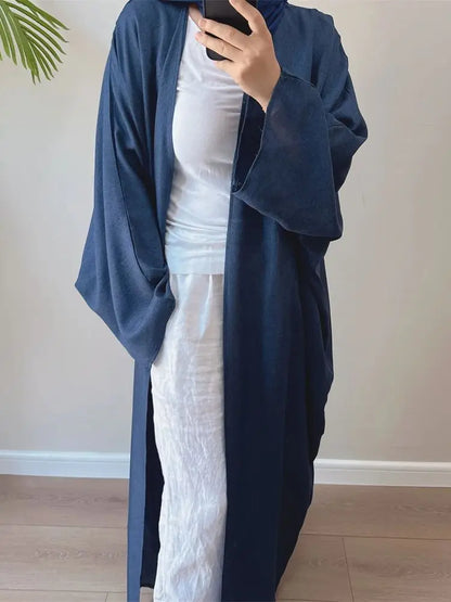 Eid Open Solid Color Batwing Abaya Dubai 2024 Modest Kimono Muslim Kaftan Dresses Abayas for Women Islam Kebaya Caftan Femmes.
