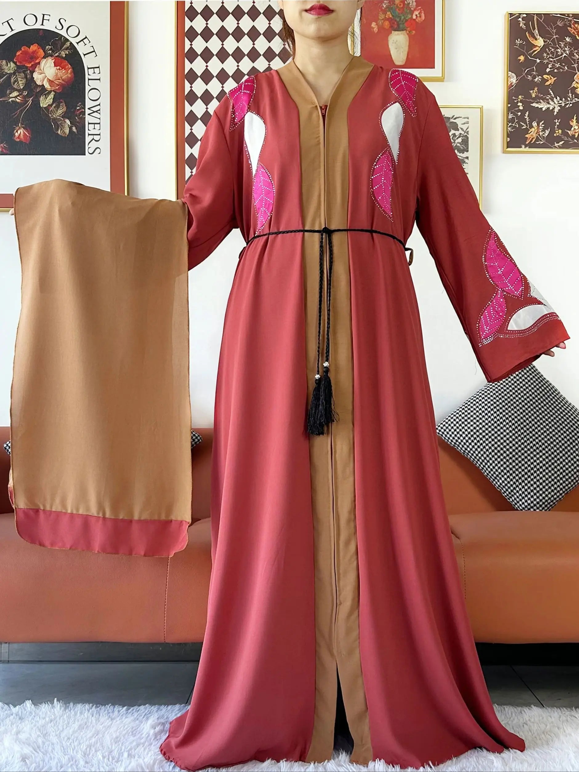 High Grade Fabric Women Party Dress Chiffon Open Abaya Muslim Women Dress Islamic Clothing Cardigan Abaya Women Muslim Dress.