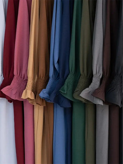 Eid Jersey Solid Modest Under Abaya Dubai 2024 Palestine Women Islamic Clothing Muslim Kaftan Inner Dresses Robe Femme Musulmane.