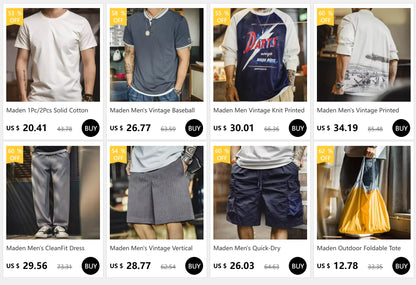 Maden Men's Retro J001 Detroit Jacket Heavyweight Canvas Hunting Coat Lapel Collar Work Jackets with Zipper for Spring Fall.