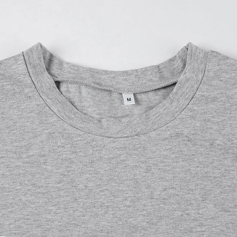 Trendix Basic Long Sleeve Crop Tops Women Summer O Neck Loose Casual Solid Pullover Top Ladies Street Party Club Fashion T Shirt