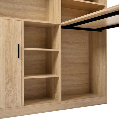 Computertisch Bücherregal-Tisch Schranktisch Arbeitstisch Schrank Schreibtisch Naturfarbe 120 cm (ohne Hocker)