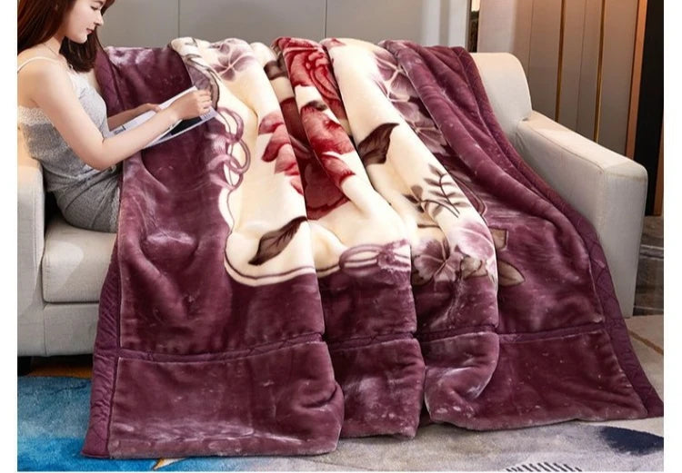 150x200cm Raschel Blanket Thick Double-layer Soft Plush Quilt Double Sided Velvet Winter Dormitory Office Sofa Warm Bed Sheet.