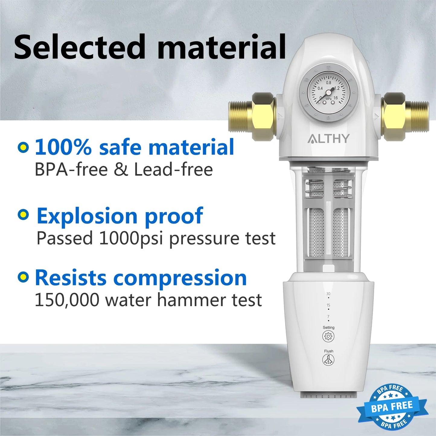 ALTHY PRE-AUTO2 Automatic Flushing Backwash Prefilter Spin Down Sediment Water Filter Central Whole House Purifier System.