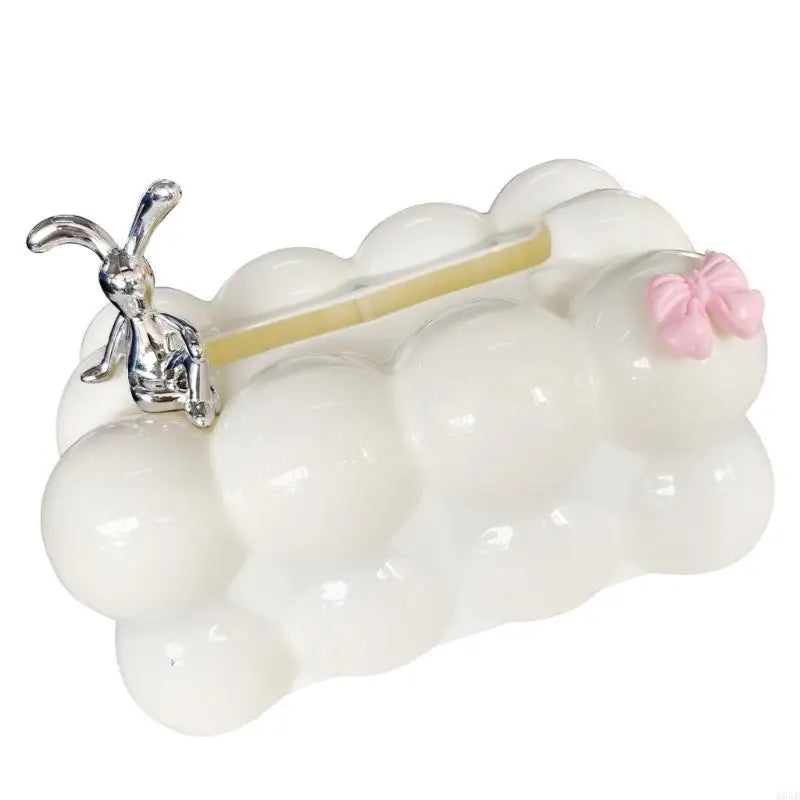 E65B Marshmallows Rabbit Design Tissue Box Paper Dispenser Great For Children's Rooms.