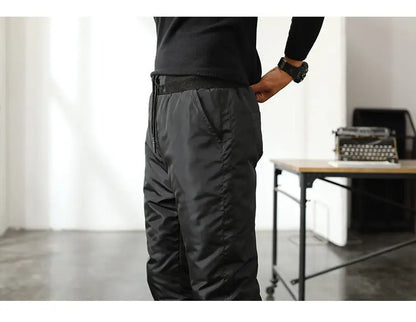 New Winter Thermal White Duck Down Pants for Men Loose Fit High Waist Warm Thickened Elastic Waistband Down Trousers Man PT-590.