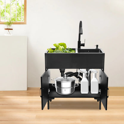 Wäschewaschbecken aus Edelstahl 201, Wäschewaschbecken mit ausziehbarem Wasserhahn, Waschbecken mit Schrank für Küchen, Restaurants, Dessertgeschäfte