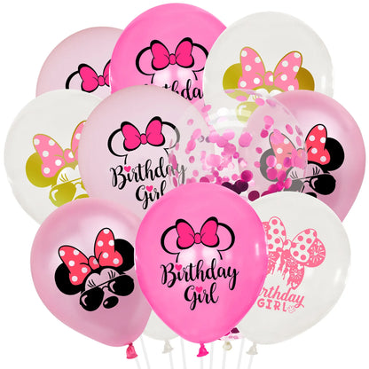 Disney Minnie Mouse Birthday Party Decoration Pink Minnie Paper Cups Plates Napkin Tablecloth Tableware Balloosn Baby Shower Kid.