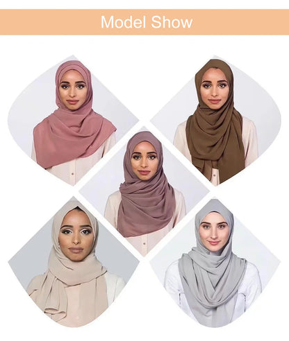 Muslim Chiffon Hijab Scarf Women Long Solid Color Head Wrap For Women Hijabs Scarves Ladies Muslim Veil Jersey Hijabs.