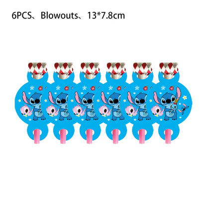 Stitch Party Supplies für Kinder Lilo und Stitch Geburtstag Party Dekorationen Luftballons Banner Tischdecke Hintergrund Geschirr