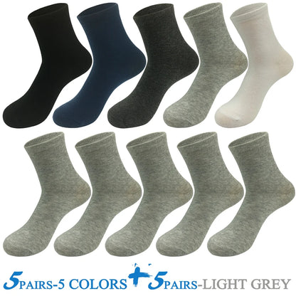 5 Pairs/Lot Socks Men Cotton Dress Wedding Black Grey White Brand Fashion Meias Male Breathable Casual Long Sock Gift 2024 New.