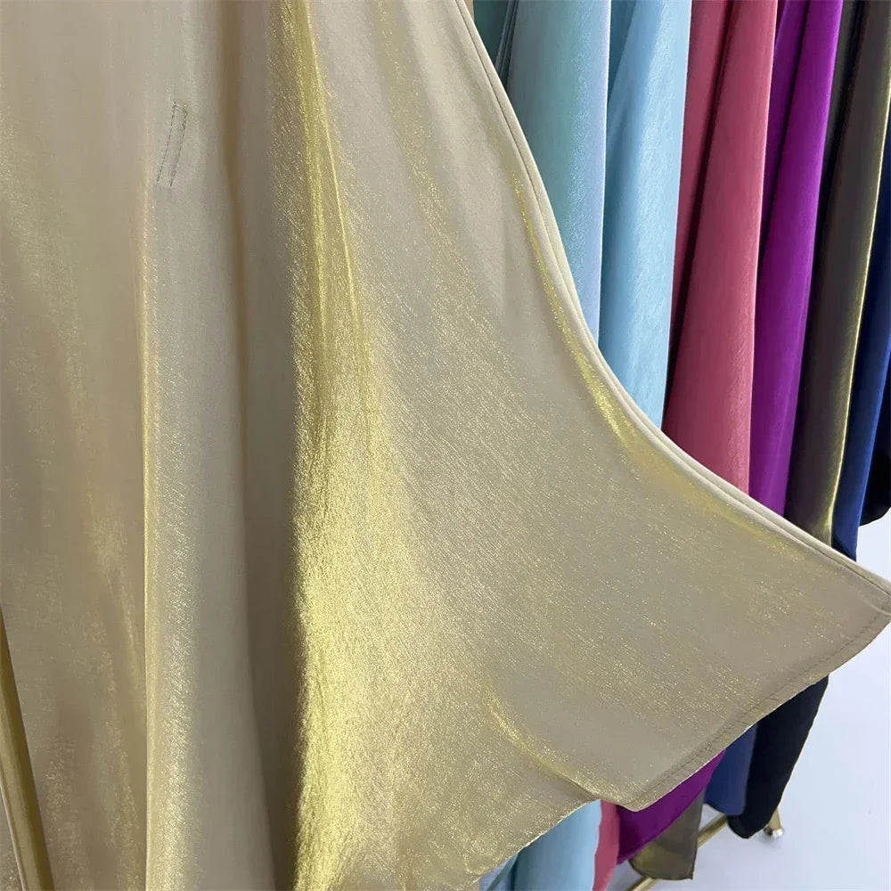 Summer Butterfly Batwing Satin Shiny Abaya Dubai Luxury 2024 Islam Muslim Maxi Kaftan Dress Kebaya Abayas for Women Vestidos.