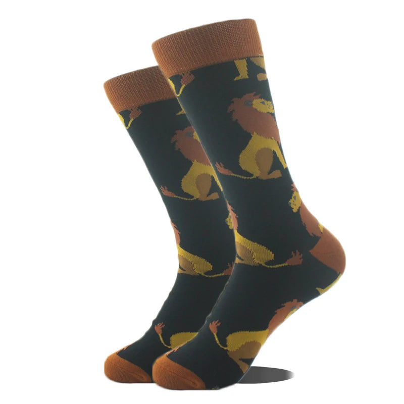 Cotton Happy Funny Socks Men Alien Planet Shark Crazy Design Sokken Unisex Novelty Dinosaur Crew Skateboard Calcetines Hombre