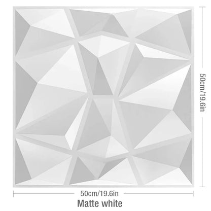 12PC 50x50cm 3d art plaster cut geometric diamond carved wood adhesive bottom wall 3d wall sticker 3d wall panel home decoration