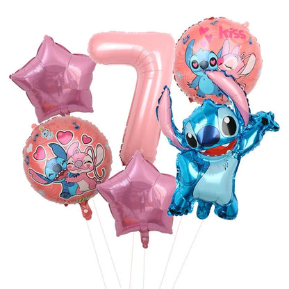 Disney Lilo Stitch Geburtstag Party Dekoration Kinder Stitch Thema Geschirr Set Engel Luftballons Happy Banner Zubehör für Mädchen zugunsten