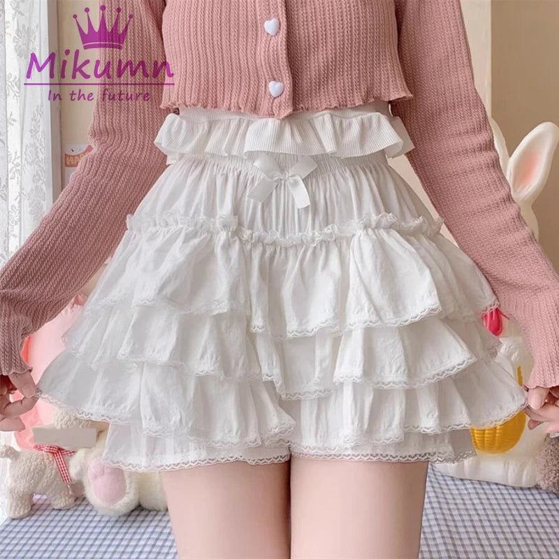 Mikumn Harajuku Japanese Lolita Kawaii Jk Bloomers Women Sweet Lace Ruffles Cotton Pumpkin Pants Y2k Girls Cute Shorts Skirts.