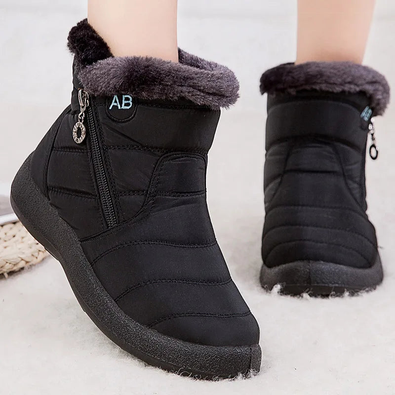 Women's Boots Women's Ankle Boots With Fur Winter Shoes Women Low Heels Winter Boots Snow Waterproof Botas Mujer Winter Footwear.