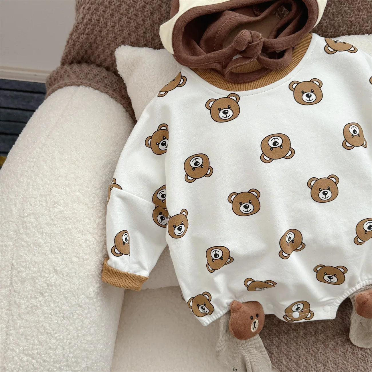 Ins 2024 Frühling Herbst Baby Jungen Bodysuit Baumwolle gestreiften Cartoon gedruckt Langarm Kleinkind Jungen Stram pler Neugeborene Jungen Outfits