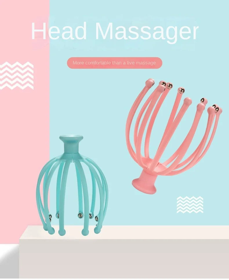 Head Massager Neck Massage Octopus Scalp Stress Relax 12 Antennae Massage Head Meridian Comb Point Pressing Head Artifact.