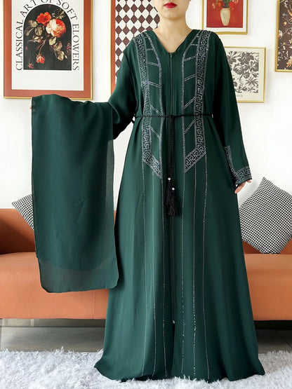 Laxury Design New Women Elegant Dress Chiffon Open Abaya Muslim Women Dress Islamic Clothing Cardigan Abaya Women Muslim Dress