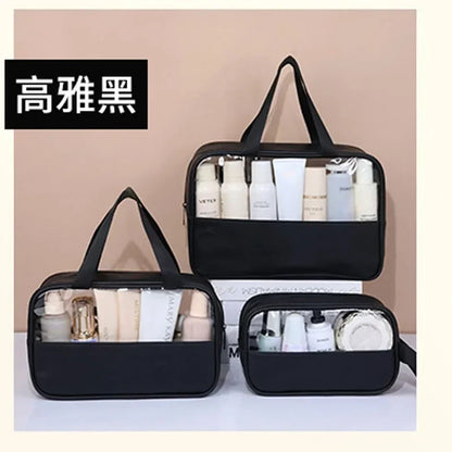 Waterproof Cosmetic Bag Portable Portable Cosmetic Storage Bag Large Capacity Pu Transparent Wash Bag Travel Storage Bag.