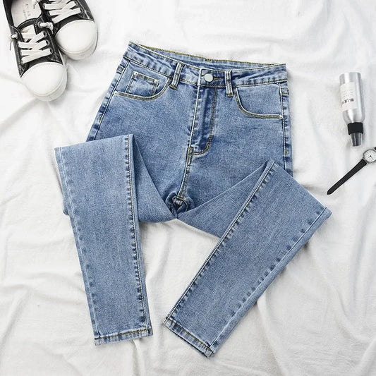 High-waisted Slimming Jeans Women's Cropped Pants Spring Autumn 2021 New Elastic Tight Slims Smooths Your Silhouette Pencil.