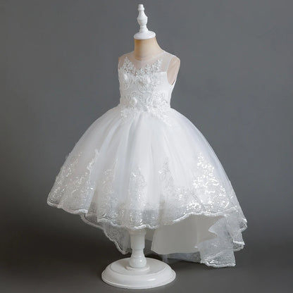 Herbst neue Kinder kleid Prinzessin Kleid Hochzeit Brautjungfer Hochzeits kleid flauschiges Kleid Spitze Trail bestickte Kinder kleidung.