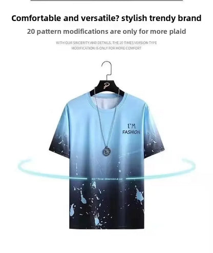 Cool Ice Silk Short Sleeve And Shorts Sports Set for Men Summer 2025 New Style Trendy Teenagers Casual Fashion Outfit.