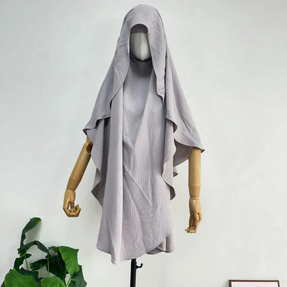 2025 Summer Muslim Women's Hijabs Traditional Soft Plain Scarf Khimar One Layer Stretch Soft Split Traditional Zip Chador.