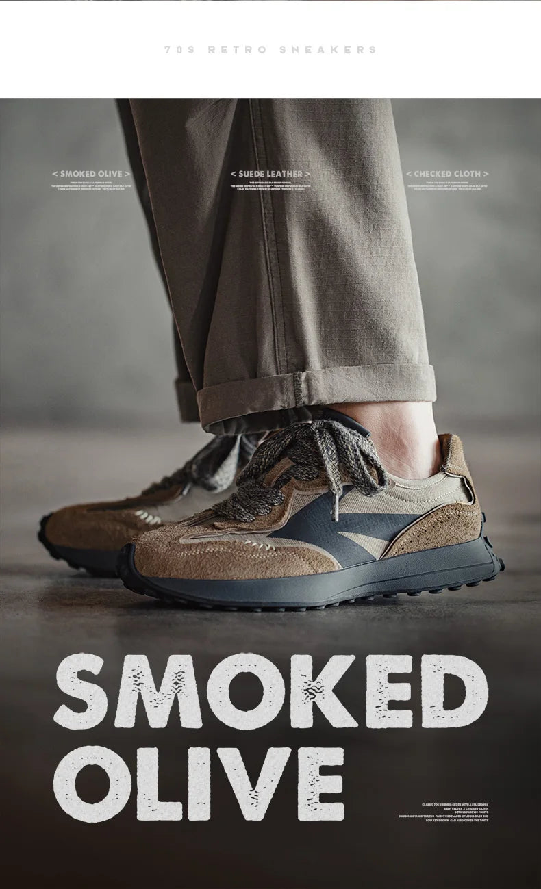 Maden Frühling Vintage Dickbesohlte Patchwork Schwarze Sneakers Lässige atmungsaktive Joggingschuhe Low-Top-Schnürschuhe Sportliche Sommerschuhe