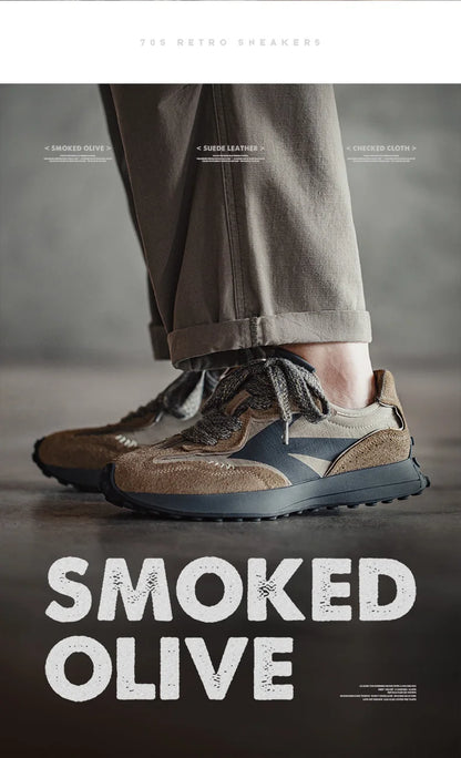 Maden Frühling Vintage Dickbesohlte Patchwork Schwarze Sneakers Lässige atmungsaktive Joggingschuhe Low-Top-Schnürschuhe Sportliche Sommerschuhe