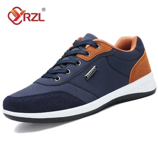 YRZL Men Shoes Spring Autumn Waterproof Walking Sneakers Leisure Male Leather Sports Shoes Non-Slip Footwear Tennis for Men.