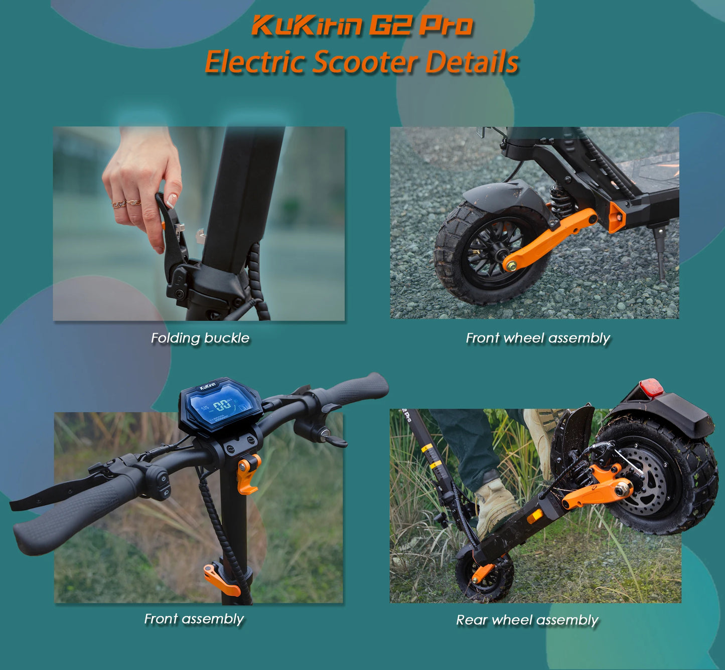 KuKirin G2 Pro VMP Electric Scooter 500W 48V 15.6Ah 9 Inch Off-road Tire Foldable Electric Scooter 25KM/H Speed 65KM Range.