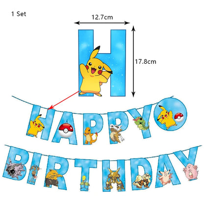 Pokemon Geburtstag Party Dekoration Neue Ligntning Pikachu Ballon Kid Event Liefert Einweg Geschirr Banner Hintergrund Platte