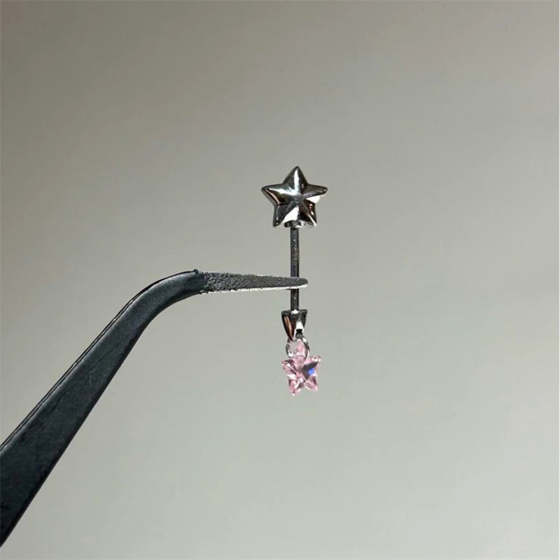 1 PCS Thorn Love Heart Water Droplet Zircon Ear Bone Nail 316L Medical Titanium Steel Earrings for Women Y2K Punk Jewelry.