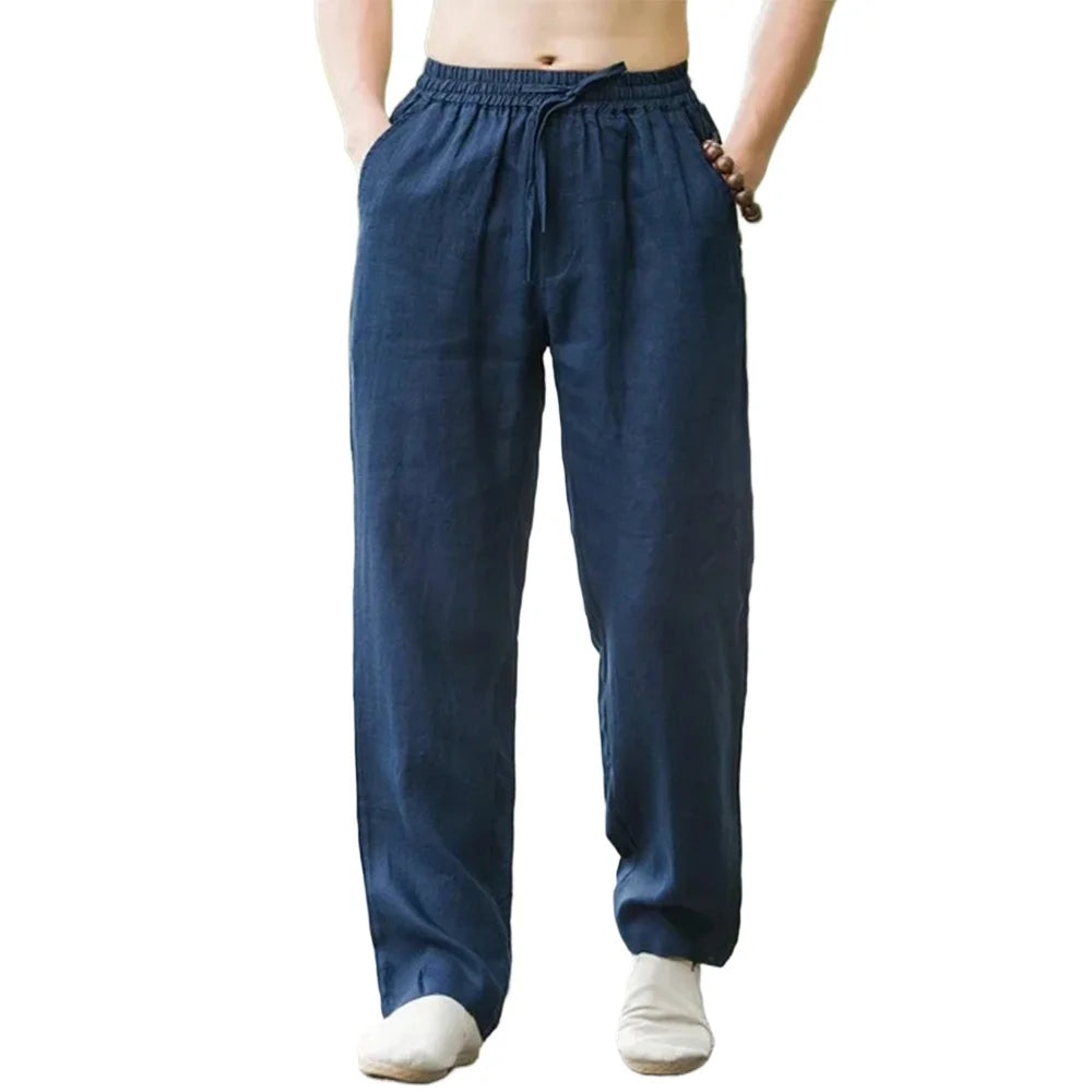 Men's Beach Pants Joggers  Streetwear Cotton Linen Sweatpants Casual Pants Hawaiian Vacation Loose Summer Long.