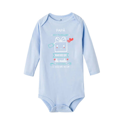 Papa, ich bin dein Geschenk, Baby-Body, Spanien, Vatertag, Jungen- und Mädchen-Säuglingsspielanzug, langärmelig, warmer Overall, bestes Geschenk zum Vatertag.