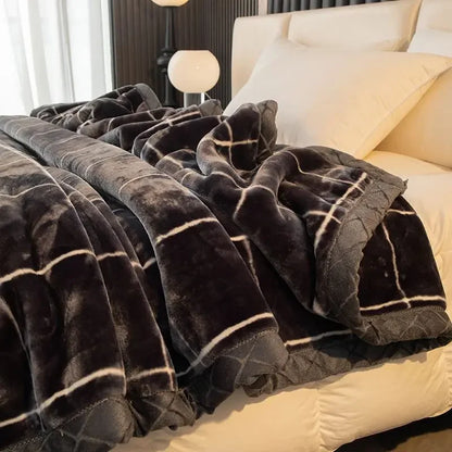 Double-deck Thickening Blanket Winter Dormitory Siesta Plush Fur Quilt Keep Warm Soft Comfortable Coral Fleece Sheet Bed Cover
