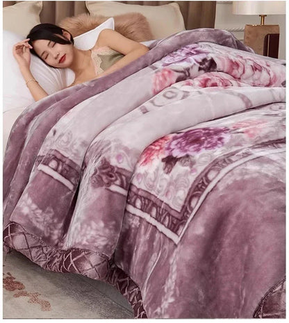Flannel Blanket Double-deck Washable Quilt Siesta Keep Warm Double Person Thick Winter Soft Comfortable Plush Bed Sheet