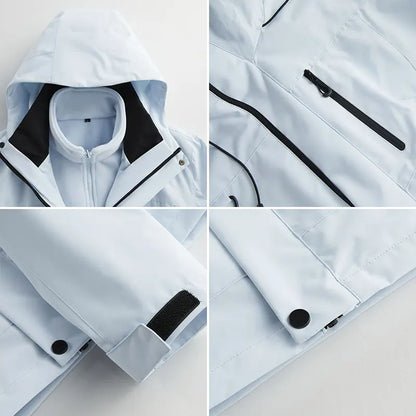 Winter Jacket Outdoor 3-in-1 Waterproof Sport Coat Running Unisex Hooded Hiking Jacket Warm Breathable Outdoor Couple Loose Coat.