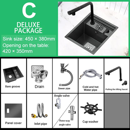 Versteckte Waschbecken aus Edelstahl, Küchenspüle, Bar, kleiner Einzelschlitz mit Deckel, Waschbecken, Balkon, Garten, Wohnmobil