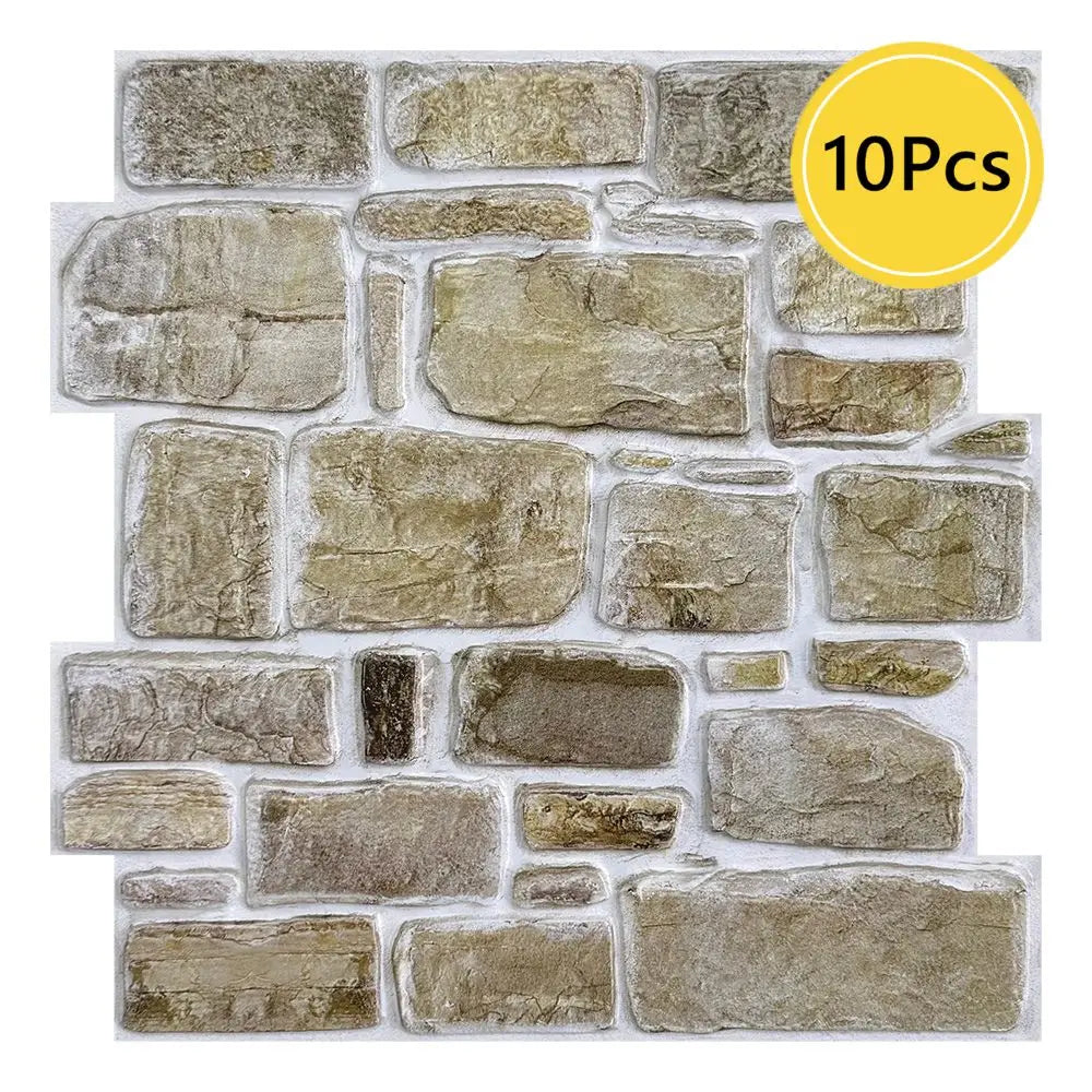1/10pcs 3D Faux Stone Wall Panels Peel and Stick Wall Tiles Decorative 3D Wall Sticker Self-adhesive Wall Tile Sticker