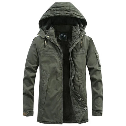 Parkas Coat Military Windproof Hooded Jackets Man Washed Cotton Thick Fleece Casual New  Winter Warm Varsity Jacket Men