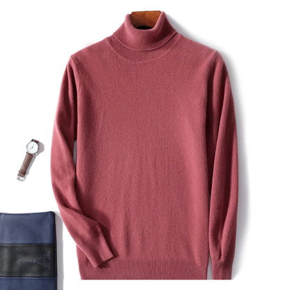 Men's Turtleneck 100% Pure Wool Sweater Men 2024 Autumn and Winter Large Size Loose Knitted Sweater Keep Warm Tops Men Jumper.