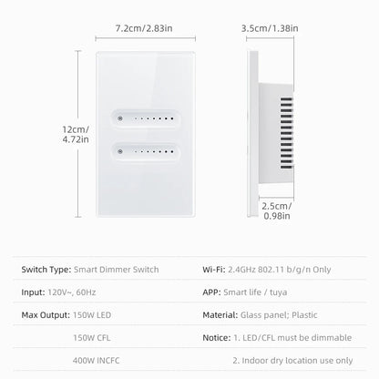 AVATTO Tuya WiFi/ZigBee Smart Dimmer Schalter 1/2 Gang Dimmer Licht Schalter Touch Panel APP Fernbedienung Für Alexa google Hause.