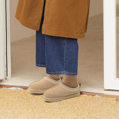 Litfun Winter Genuine Suede Snow Boots For Women Water Resistant Slides Soft Sole Ankle Boots Plush Lining Warm House Slippers