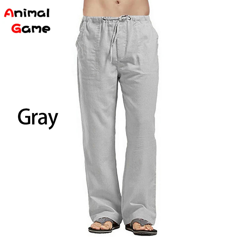 Spring Linen Wide Men Pants Korean Trousers Oversize Cotton Streetwear Male New Yoga Pants Casual Men Clothing Sweatpants