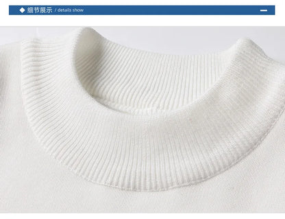 Men's Pullover Soft Sweater Winter Velvet Shirts Brand Clothing Knitted Fleece Warm Cold Blouse Slim Fit Bottom Shirts.